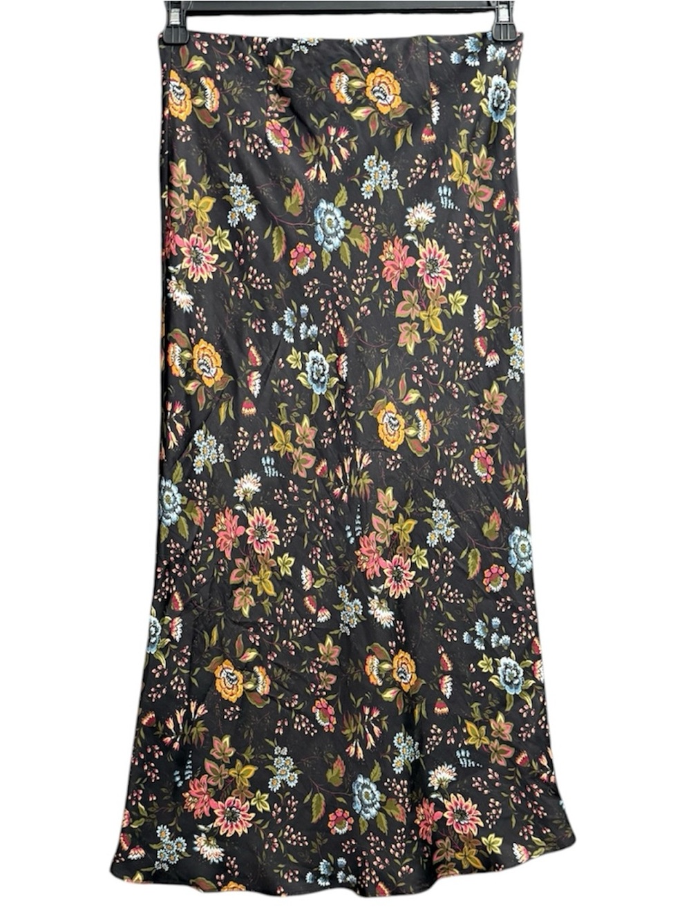 Veronica Beard Clover Skirt Black Multi Moody Floral Pull On Midi Sz 4 Silk